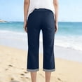 thumbnail image 6 of TaTaai Womens Casual Stripe Pants Cotton Linen Blend 7/8 Length Drawstring Waist Loose Fit Capri Trousers for Spring Summer Daily Wear Gift, 6 of 9