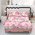 thumbnail image 5 of Jeiento Pink Deer Bow Print Bedding Set, 2 Soft Pillow Shams with Deep Pocket Bottom Sheet, Breathable Cute Wildlife Pattern Bed Cover for Bedroom Guest Room Kids Room, King Size, 5 of 7