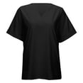 thumbnail image 3 of Ladies Tops Plus Size Crop Top Bat Wing Sleeve Shirt V Neck Work Blouses (Black L), 3 of 8