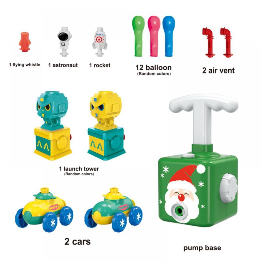 Inertia Balloon Launcher Powered Car Toy Set Kids Educational Fun Toy Xmas Gift 