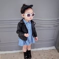 thumbnail image 5 of Ticikt Kids Leather Jacket, Lapel Ruffled Hem Moto Coat, Diagonal Zipper Long Sleeve Outerwear for Boys Girls,Black, 5 of 9