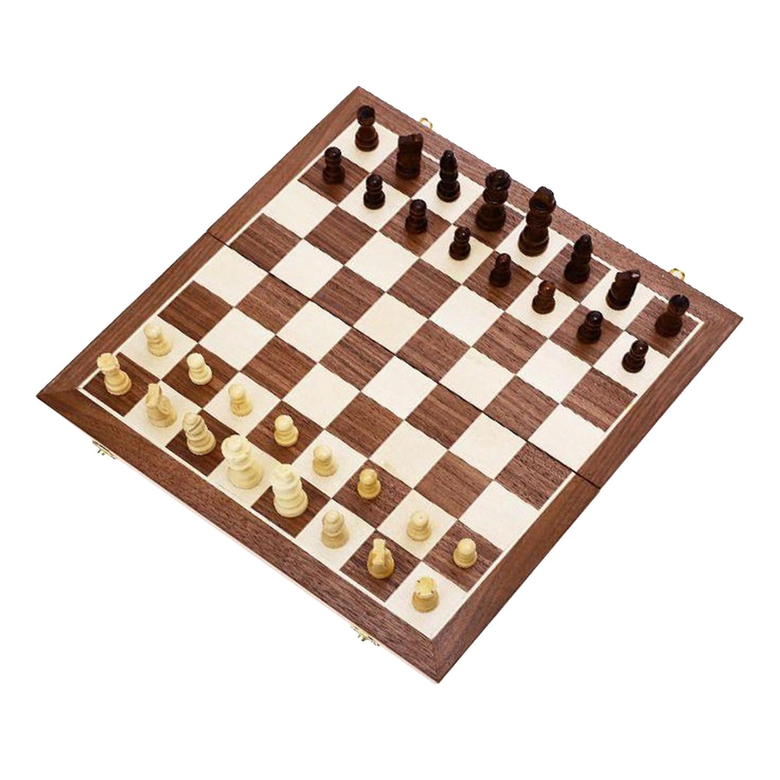 LeeQinersw Wooden International Chess Set Foldable Chess Board Storage Space Chessboard 32x M