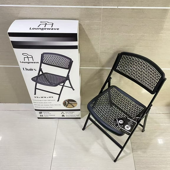 Loungewave Chairs, Folding Chair, 18-8 Steel, Black