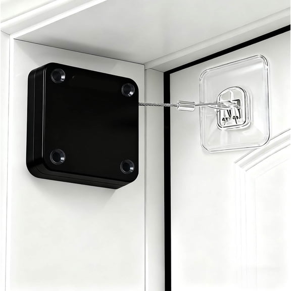 Retractable Automatic Door Closer - Tool-Free Installation, Powerful Pull Shuts Doors Completely - Compact Universal Fit for Screen, Sliding & Almost All Doors (2 Pack Black)