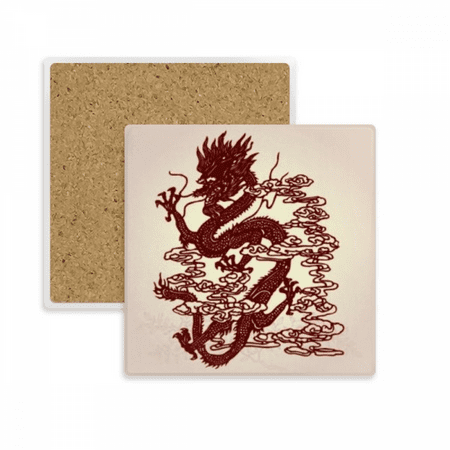 

Chinese Dragon Animal Portrait Square Coaster Cup Mat Mug Subplate Holder Insulation Stone