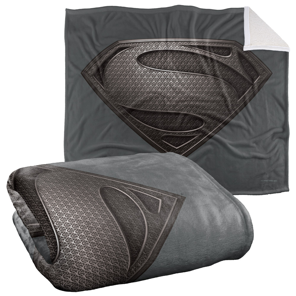 Superman Blanket, 50"x60", Man of Steel Desaturated Silky Touch Sherpa Back Super Soft Throw