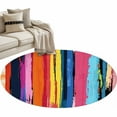 thumbnail image 2 of Colorful Striped Round Area Rug 4 FT, Non Slip Indoor Outdoor Rug, Modern Rainbow Abstract Graffiti Art Washable Circular Carpet Non-Shedding Floor Mat for Coffee Table Nursery Foyer Balcony, 2 of 8