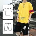thumbnail image 3 of Conjunto de camiseta y pantalones cargo elásticos ajustados para hombre de Kpop, top elegante y gris, ropa informal de algodón estilo coreano, holgada y de nailon, 3 of 5