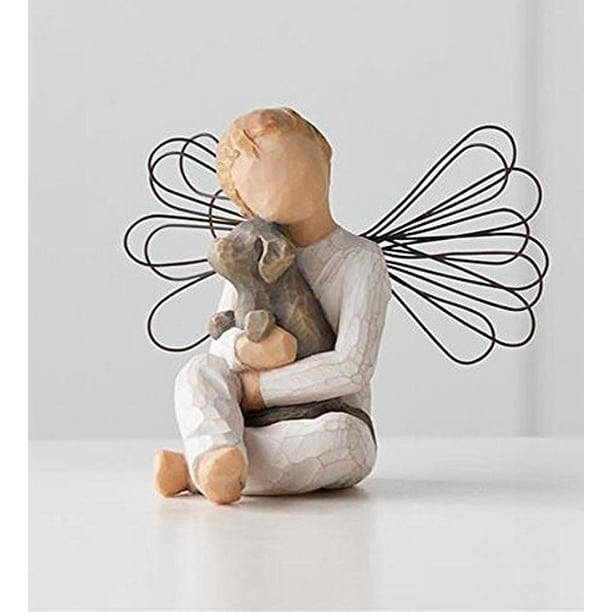 Angel Of Comfort Willow Tree Figurine, Willow Tree® Angel Boy And Dog Sculpture By Wind Weather
