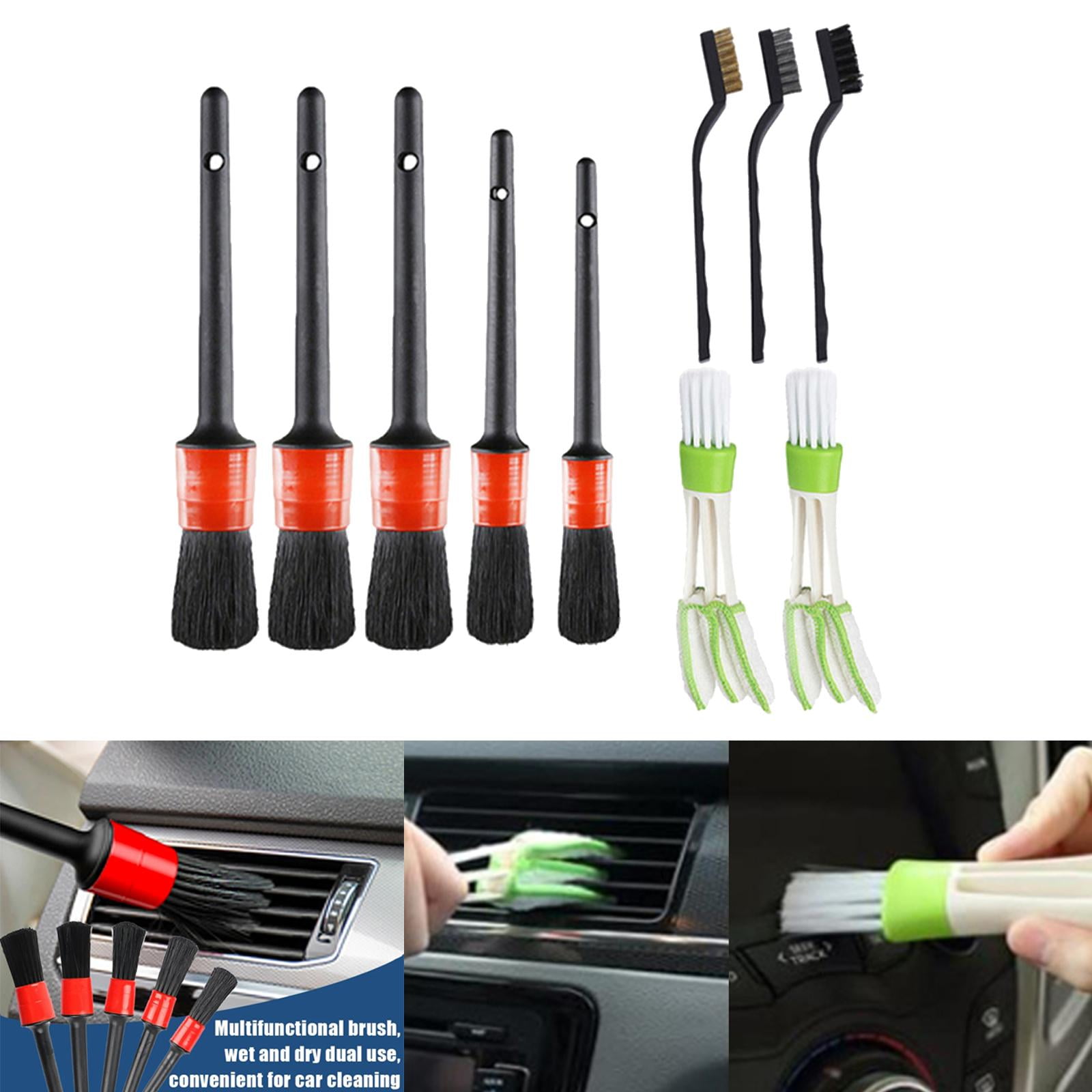 Lot De 5 Brosses De Nettoyage De Voiture En Poils De Sanglier Doux Pour