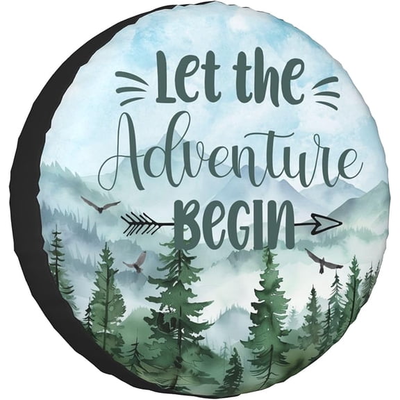 Spare Tire Cover for RV Camper Trailer Let The Adventure Begin, Weatherproof Universal Wheel Cover for RV Travel Trailer Camper Truck