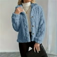 thumbnail image 2 of Breezora Manteau en Molleton Réversible pour Femmes, Chaud pour l'Hiver, Col Montant, Boutonné, Design Torsadé, Taille g, Bleu, 2 of 9
