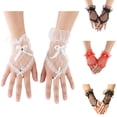 thumbnail image 4 of Bowknot Lace Gloves,Evening Party Glove,Bridal Wedding Accessory,Thin Hollow Lace Fingerless Gloves Elegant Bowknot Lightweight Delicate formal Glove for Wedding Banquet Evening Party,Black, 4 of 5