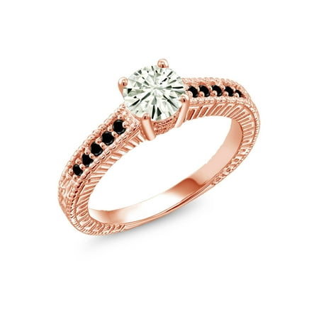 18k White Gold Moissanite Ring - 18K Rose Gold Plated Silver Ring Forever Classic Created Moissanite & Diamond