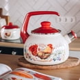 thumbnail image 4 of METALAC Golden Rooster Enamel Whistling Kettle with Ergonomic Handle 2.7 Qt (2.5 L) Stovetop Kettle Vintage Tea Pot for Stove Top Enamelware Kitchen Teapot, Red, 4 of 11