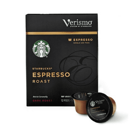 Single Serve Espresso (Starbucks Verismo Espresso Roast Espresso Single Serve Verismo Pods, Dark Roast, 6 boxes of 12 (72 total Verismo)