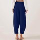 thumbnail image 3 of Pantalones de Cintura Elástica de Pierna Ancha para las Mujeres de Longitud Larga Del Tobillo, Pantalones de Poliéster Casuales Sólidos de Verano, 3 of 6
