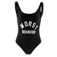 thumbnail image 4 of Bañador Monokini de 1 pcs con eslogan de comportamiento /negro para mujeres y niñas Salvador Traje de baño de mujer Onepiece, 4 of 8
