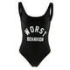 thumbnail image 4 of Bañador Monokini de 1 pcs con eslogan de comportamiento /negro para mujeres y niñas Salvador Traje de baño de mujer Onepiece, 4 of 8