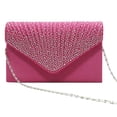 thumbnail image 1 of Qarigey Bolso tipo sobre de poliéster para mujer, cerrojo Rectangular portátil, repuesto de diamantes de imitación, Color sólido, para Bolsas de mensajero y de hombro Rosa roja, 1 of 6