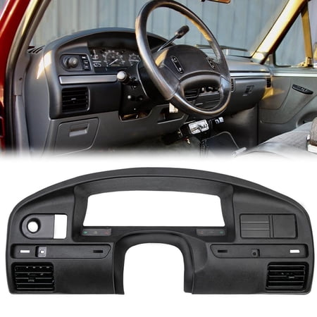 PIT66 Dashboard Compatible with 1994-1997 Ford F150 F250 F350 Super Duty Black Panel Bezel Instrument Cluster with Gas Engine Only