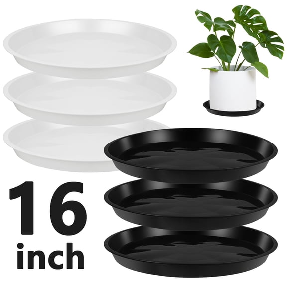 Bocaoying 6 Pack Plastic Plant Saucers, 16" Plant Water Trays to Catch Water, Indoor Plant Drip Trays, Plant Saucer to Prevent Drips/Spills for Indoor and Outdoor Pots
