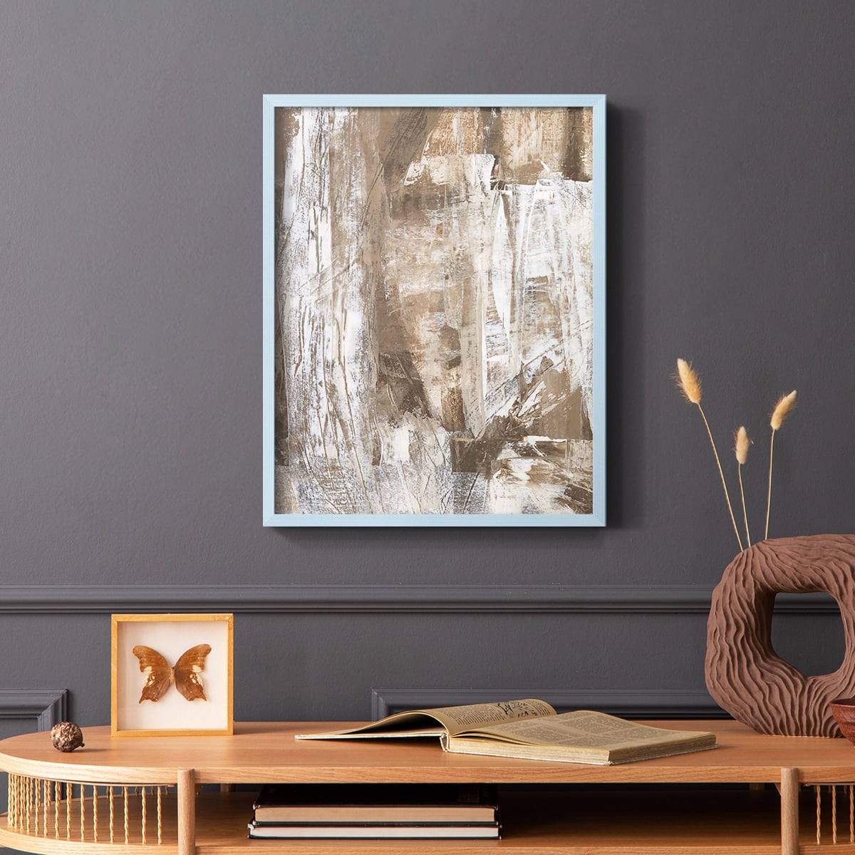 Bronzed I Framed Print in Blue Solid Wood Framed Print No Nail Hanging