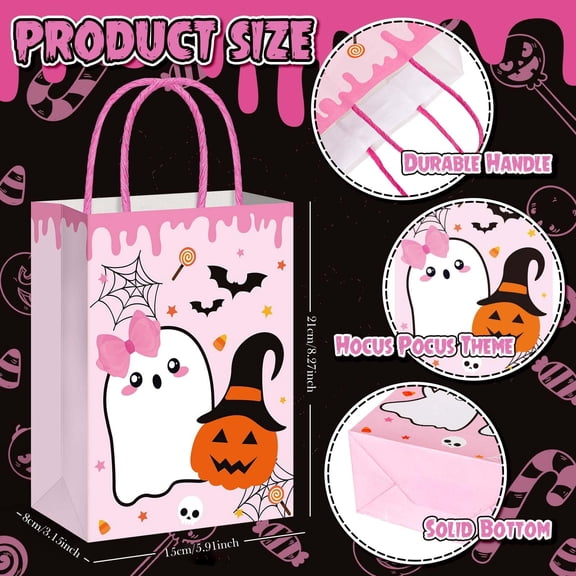 Clearance Under $0.56! 1PC Halloween Treat Gift Bag, Themed Paper Tote with Sturdy Handle, Paper, (15x8x21cm, C)