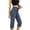 A-Navy798, variant on Women's High Rise Capri Jeans Stretchy Fold Waist Jeans Weekend Casual Cropped Bottoms