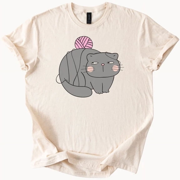 Grumpy Cat Yarn Ball Funny Graphic T Shirt
