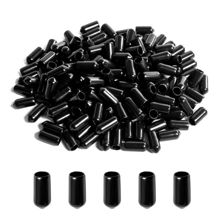 

150Pcs Black Vinyl Flexible End Caps with Screw Thread Protectors for Tube Screw Bolt (13/50-Inch x 16mm)