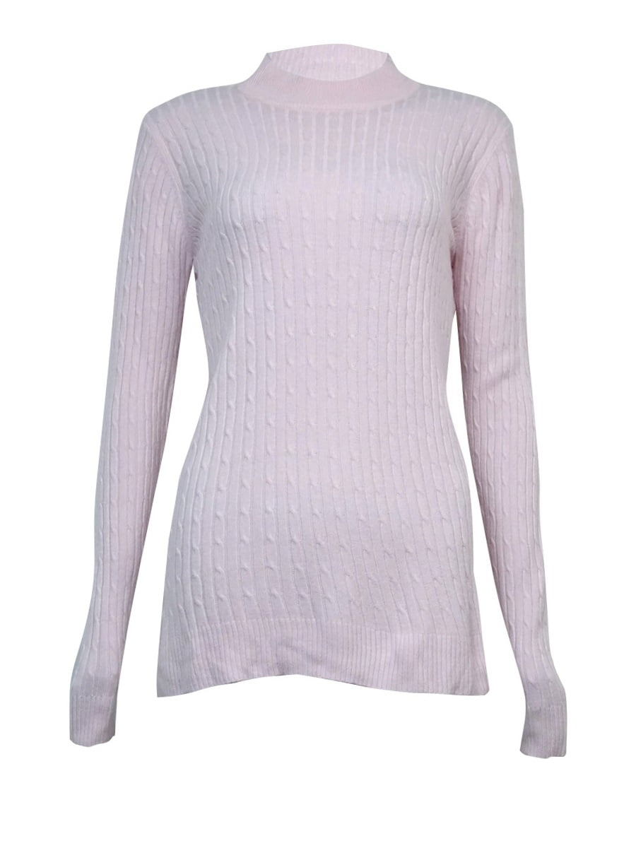 Karen Scott Women's Thin Mock Turtleneck Sweater (XL, Pink Ice ...
