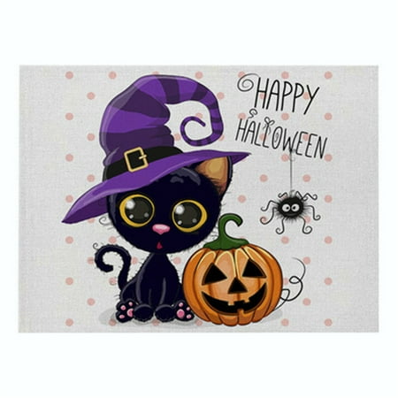 

Pkeoh Placemats Halloween Purple Series Cotton And Linen Placemats New Rectangular Western Place Kitchen Rugs Multicolor