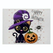 Teissuly Halloween Purple Series Cotton And Linen Placemats New Rectangular Western Place