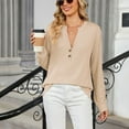 thumbnail image 4 of RXIRUCGD Mode Décontractée pour Femmes Sweat-Shirt à Manches Longues Col en V Confortable, Beige, Taille: m, 4 of 9
