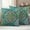 Teal, variant on Beige Boho Outdoor Waterproof Pillow Covers, Retro Ethnic Shabby Colorful Floral Patterned Decorative Square Throw Pillowcase Sofa Cushion Sham for Patio/Couch/Chair, 24"x24" 2 Pack