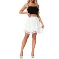 thumbnail image 2 of INSPIRE CHIC Style Flowy Mini Skirt for Women's Ruffle Elastic High Waist Golf Tennis Casual Summer Tiered Skort Shorts L White, 2 of 6