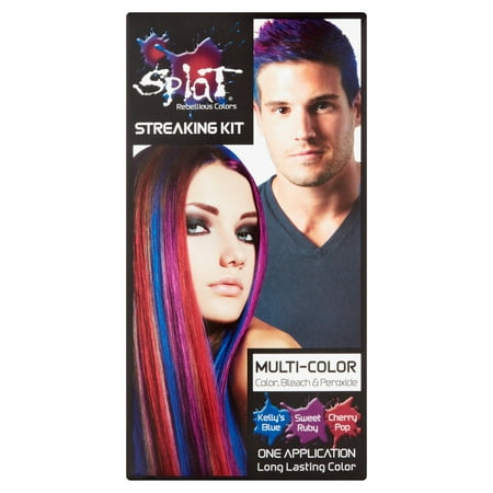 Splat Multi Color Hair Color Streaking Kit With Blue Ruby Red