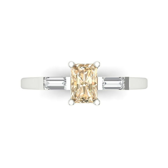 Three-Stone Engagement Ring for Women - 0.8ct Natural Morganite in 18K White Gold Promise Ring