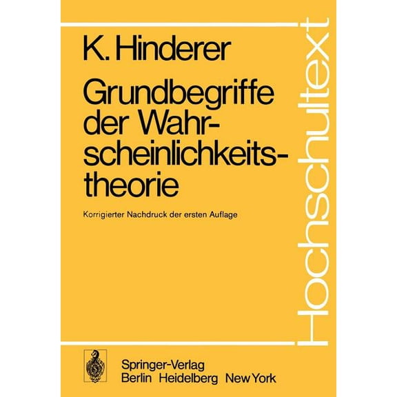Hochschultext Grundbegriffe Der Wahrscheinlichkeitstheorie, (Paperback)