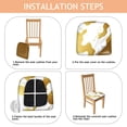 thumbnail image 4 of Gold and White Marble Seat Covers for Dining Room Chairs Set Of 4,Stretch Printed Washable Chair Seat Cover with Elastic Ties and Button,Removable Waterproof Couch Cushion Covers, 4 of 6