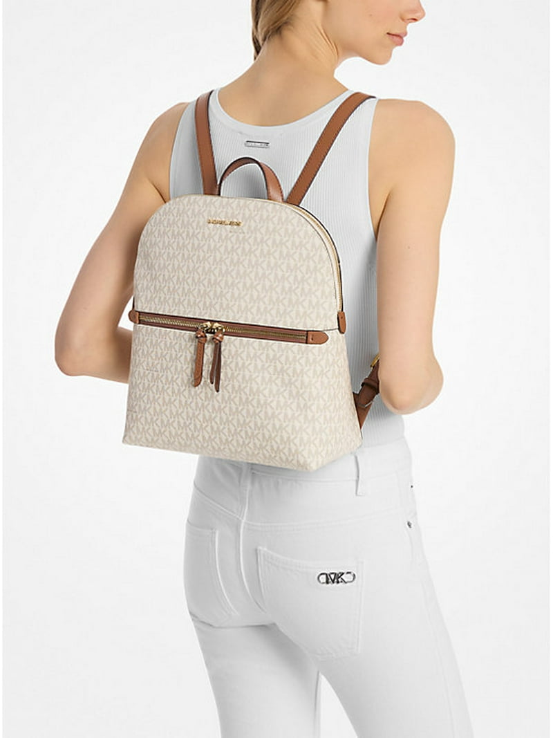 MICHAEL KORS Dallas Medium Signature Logo Backpack-Vanilla