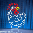 thumbnail image 2 of Craftnamesign Muscular Rooster Neon Sign, Gym Chicken Wall Art, Bodybuilding Decor, 2 of 4