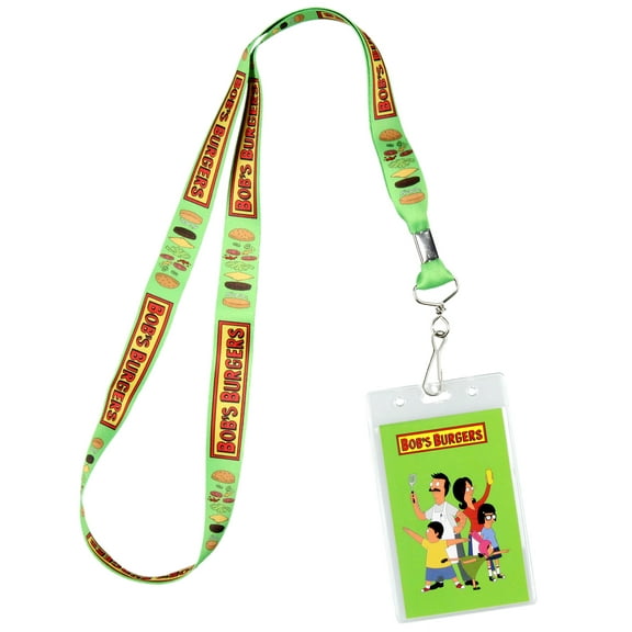 Bob's Burgers Logo and Cheeseburger Anatomy Lanyard Clear ID Badge Holder