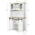 thumbnail image 4 of 70" Tall Coffee Bar Cabinet with Sliding Barn Door, Farmhouse Buffet Cabinet with Storage Shelves, Wine and Glasses Rack, for Kitchen, Dining Room, 4 of 6