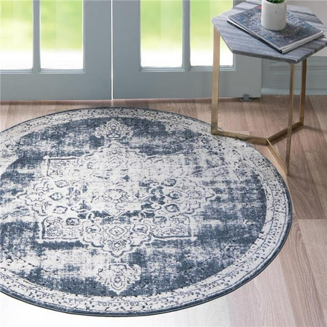 Unique Loom 3146790 4 x 4 ft. Chateau Roosevelt Round Rug, Navy Blue