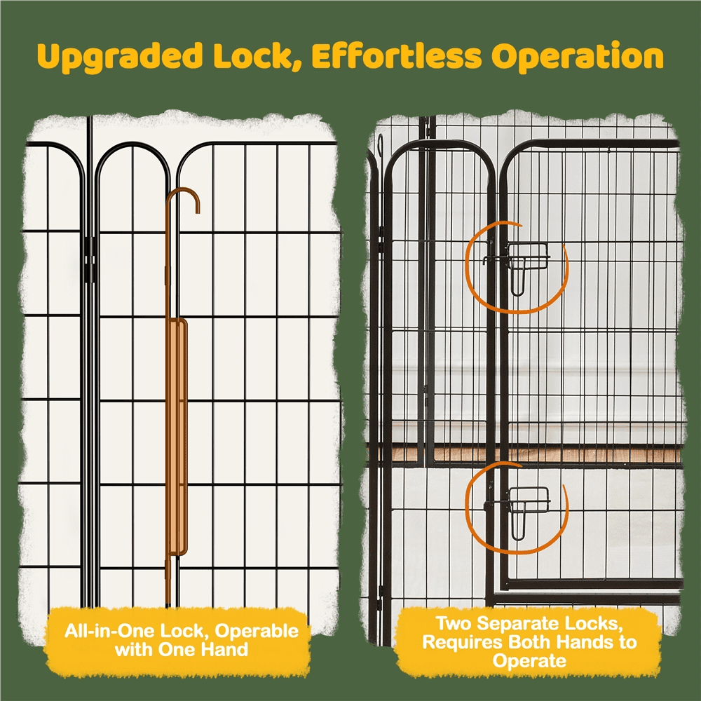 Renwick 31.5" Tall Foldable Dog Playpen Panels with Door, 8 Panels, Black