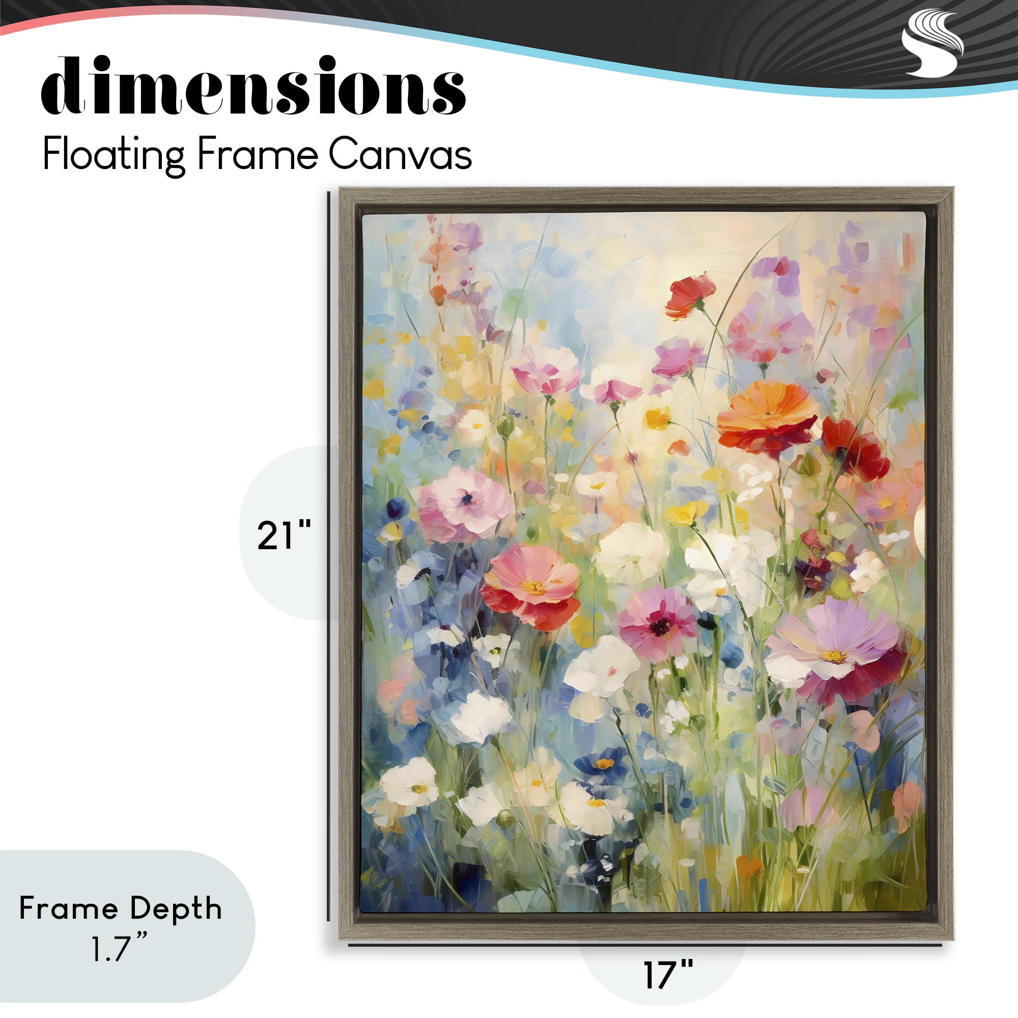 Stupell Industries Wildflower Breeze Impression Brown Framed Floater Canvas Wall Art, design by Creative Studio