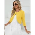 thumbnail image 4 of DEMOTIME Women's Cardigan 3/4 Sleeve Cropped Open Front Bolero Shrug for Dresses Light Yellow L, 4 of 6