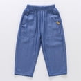 thumbnail image 4 of ZXLBBD Boys Summer Jeans Straight Leg Elastic Waist Loose Fit Denim Pants for Toddler Youth Breathable Trousers Versatile Casual Outdoor,Dark Blue,Size 3 Y-4 Y, 4 of 6
